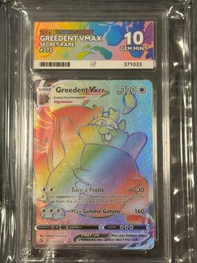 Greedent VMAX (Secret) 272/264 Swsh08: Fusion Strike Holo 2021 Ace Pristine 10